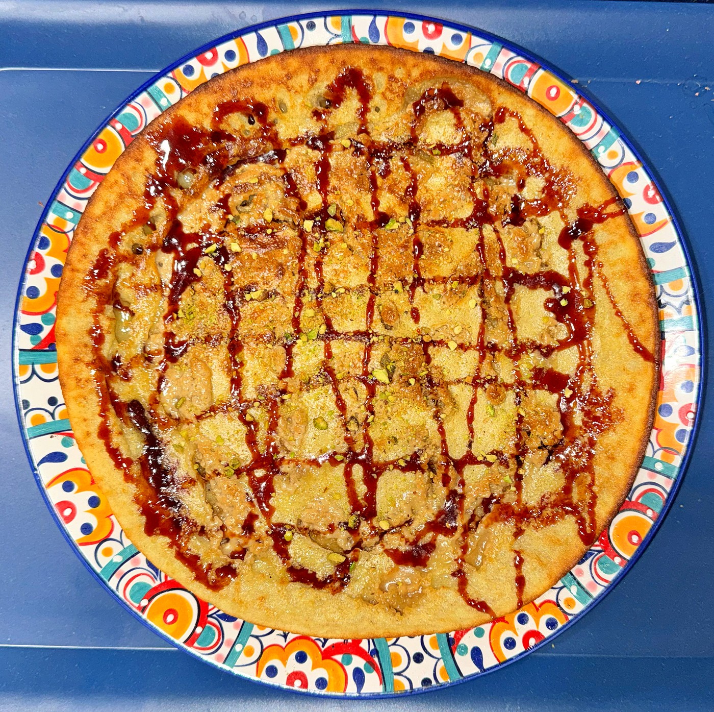 Tahini-swirled banana skillet pancake