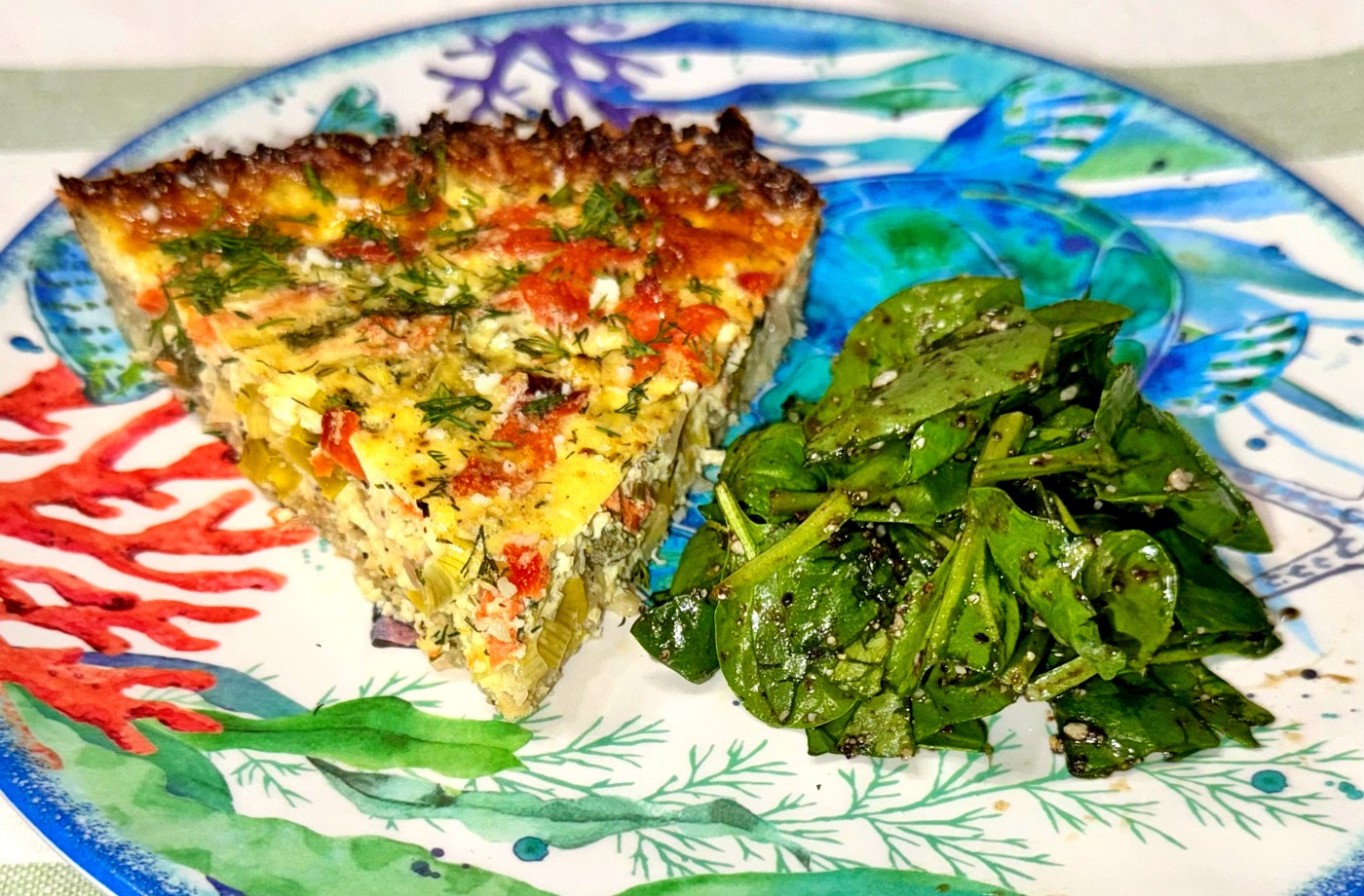 Welsh smoked salmon and leek quiche